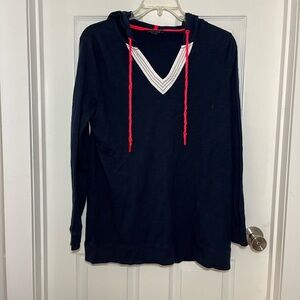 Tommy Hilfiger Hooded Navy Top with Red and White Trim